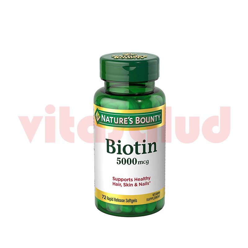 BIOTIN 5000 MCG NATURE´S BOUNTY 72 CAPSULAS – Vitasalud