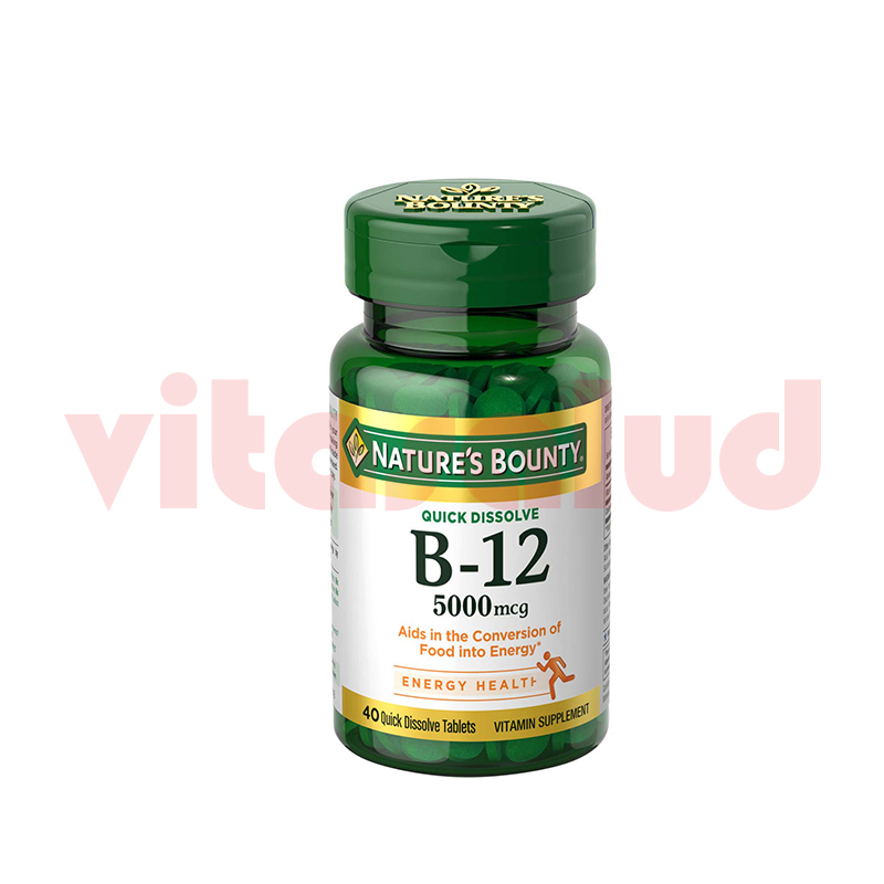 VITAMINA B 12 5000MCG NATURES BOUNTY 40 TABLETAS Vitasalud