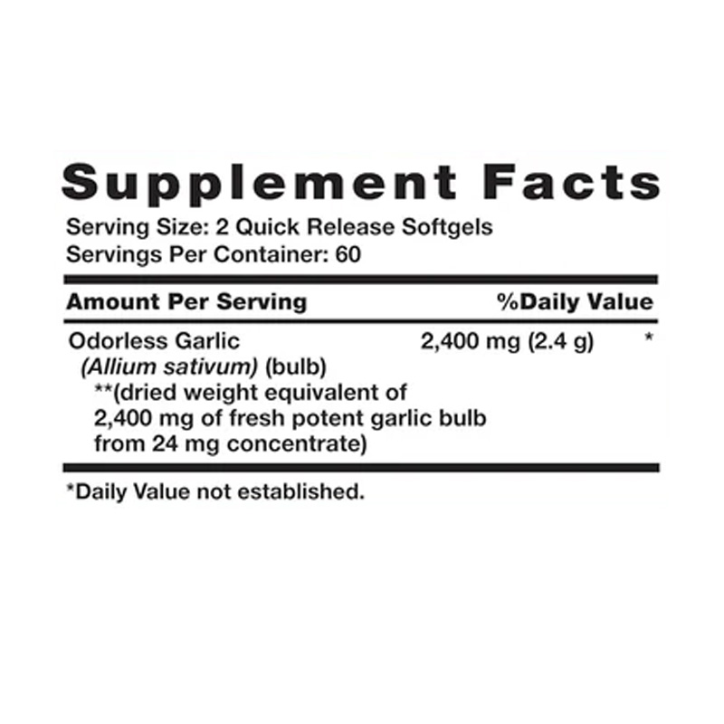 NT791 NATURES TRUTH ODORLESS GARLIC 2400MG 120C etiq