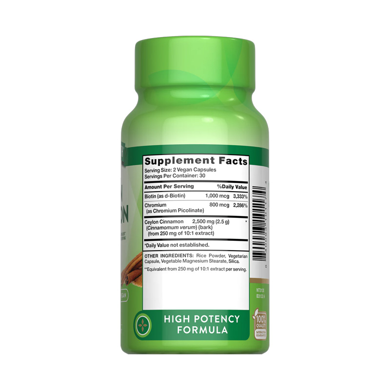 NT3130 NATURES TRUTH CEYLON CINNAMON, BIOTIN, CROMO 60C ETIQ