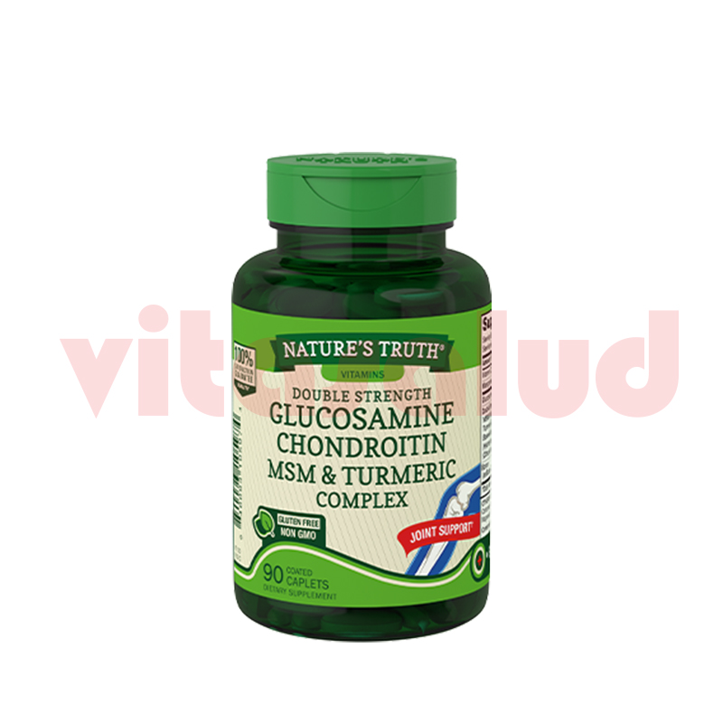 NATURE'S TRUTH GLUCOSAMINA CONDROITINA-MSM & TURMERIC COMPLEX 90 CAPLETAS –  Vitasalud