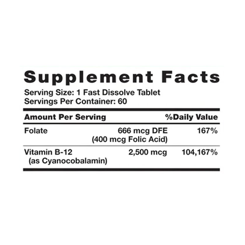 NT1130 NATURES TRUTH B 12 2500MCG + FOLIC ACID 60T ETIQ