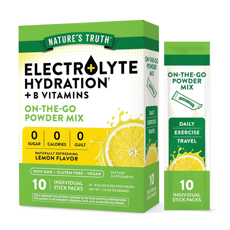 NT30731 NATURES TRUTH ELECTROLYTE HYDRATION + B VITAMINS STICKS LEMON 10 STICKS