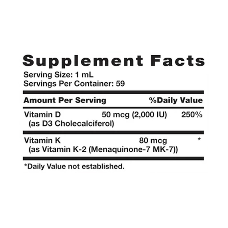 NT18621 NATURES TRUTH D3 + K2 LIQUID 2oz ETIQ