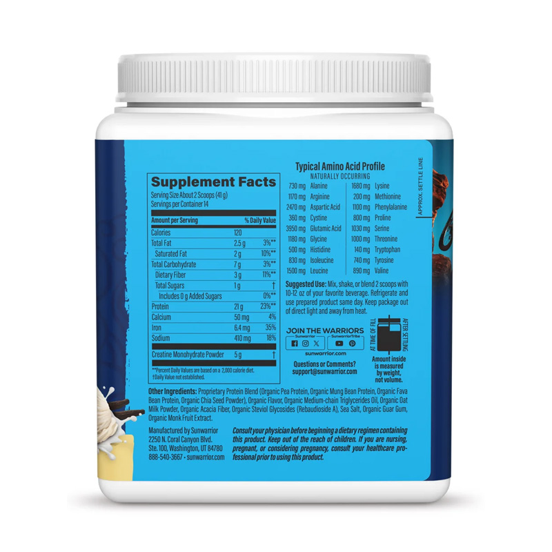 SW92360 SUNWARRIOR PROTEIN + CREATINE 1.25 lb sabor vanilla Etiq