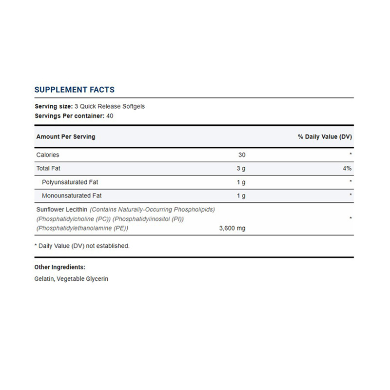 PR837N PIPING ROCK SUNFLOWER LECITHIN 3600MG 120 SOFTGELS ETIQ